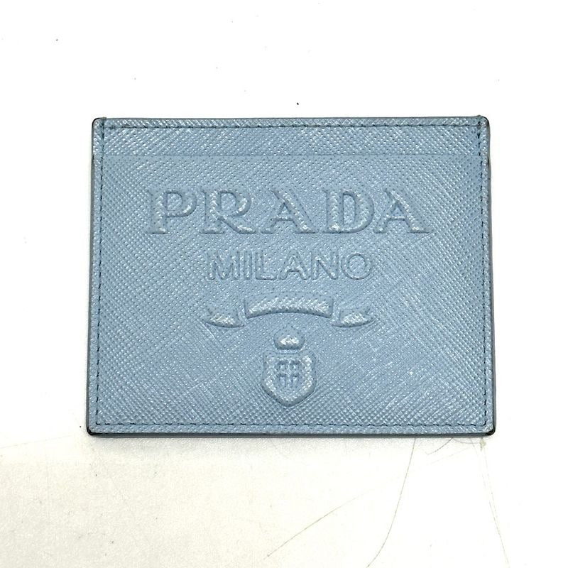 Prada Card Case with Embossed Logo 1 Mc025 Saffiano Leather Light Blue — view 2