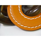 Hermes Duncan Buffalo Bone Leather Necklace Pendant Brown Orange — view 6