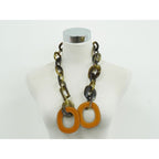 Hermes Duncan Buffalo Bone Leather Necklace Pendant Brown Orange — view 7