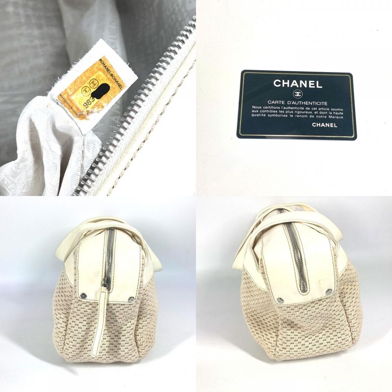 Chanel Handbag CC Coco Logo Leather Canvas Beige — view 7