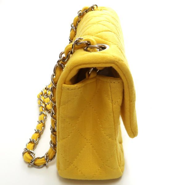 Chanel Quilted 20 Chain Shoulder No 19 Cotton Yellow Mini — view 4