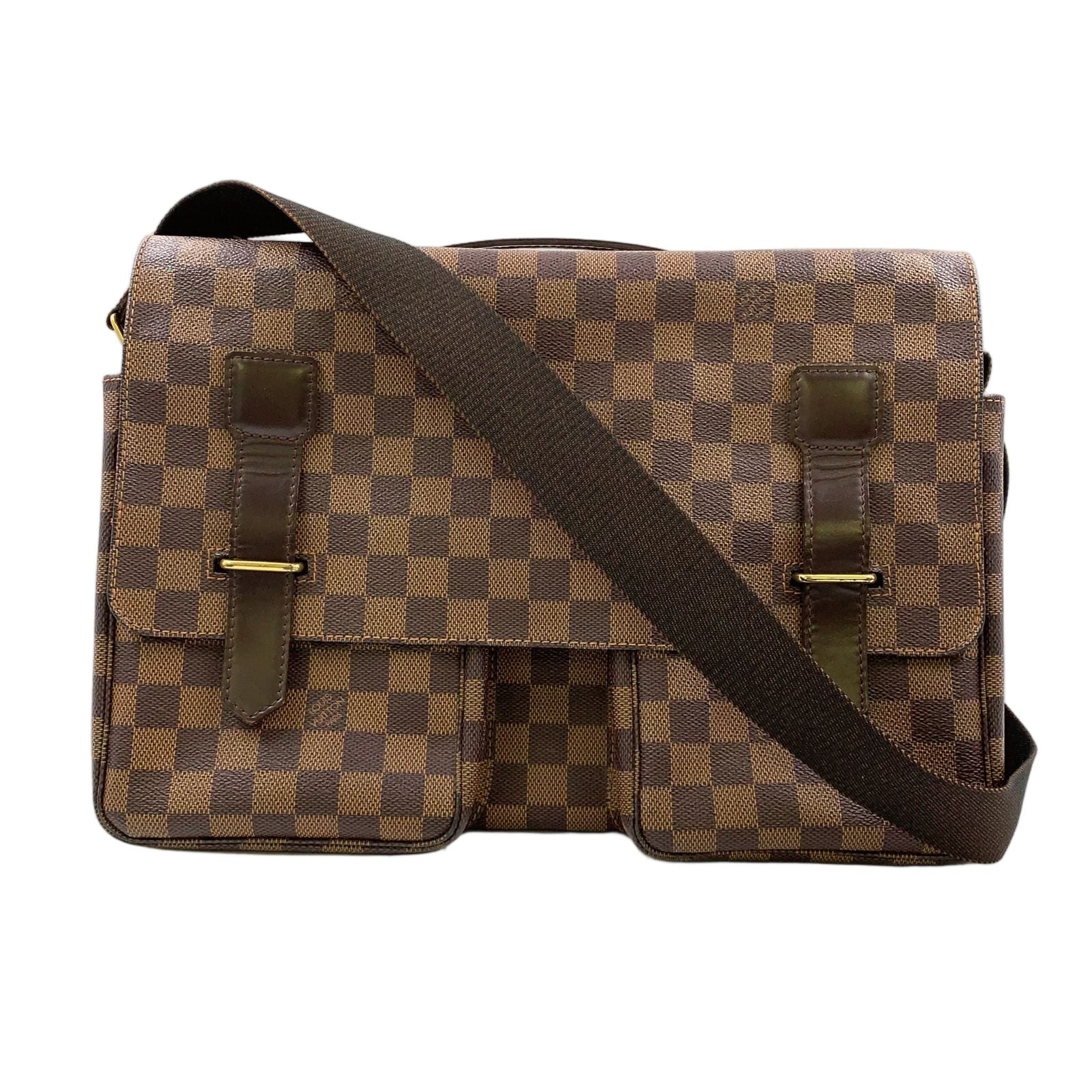 Louis Vuitton Broadway Damier Ebene Leather Brown Shoulder Bag Gold