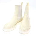 Chanel Coco Mark Toe Side Gore Patent Leather Boots White 36 1 2