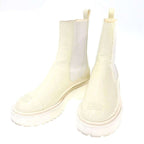 Chanel Coco Mark Toe Side Gore Patent Leather Boots White 36 1 2