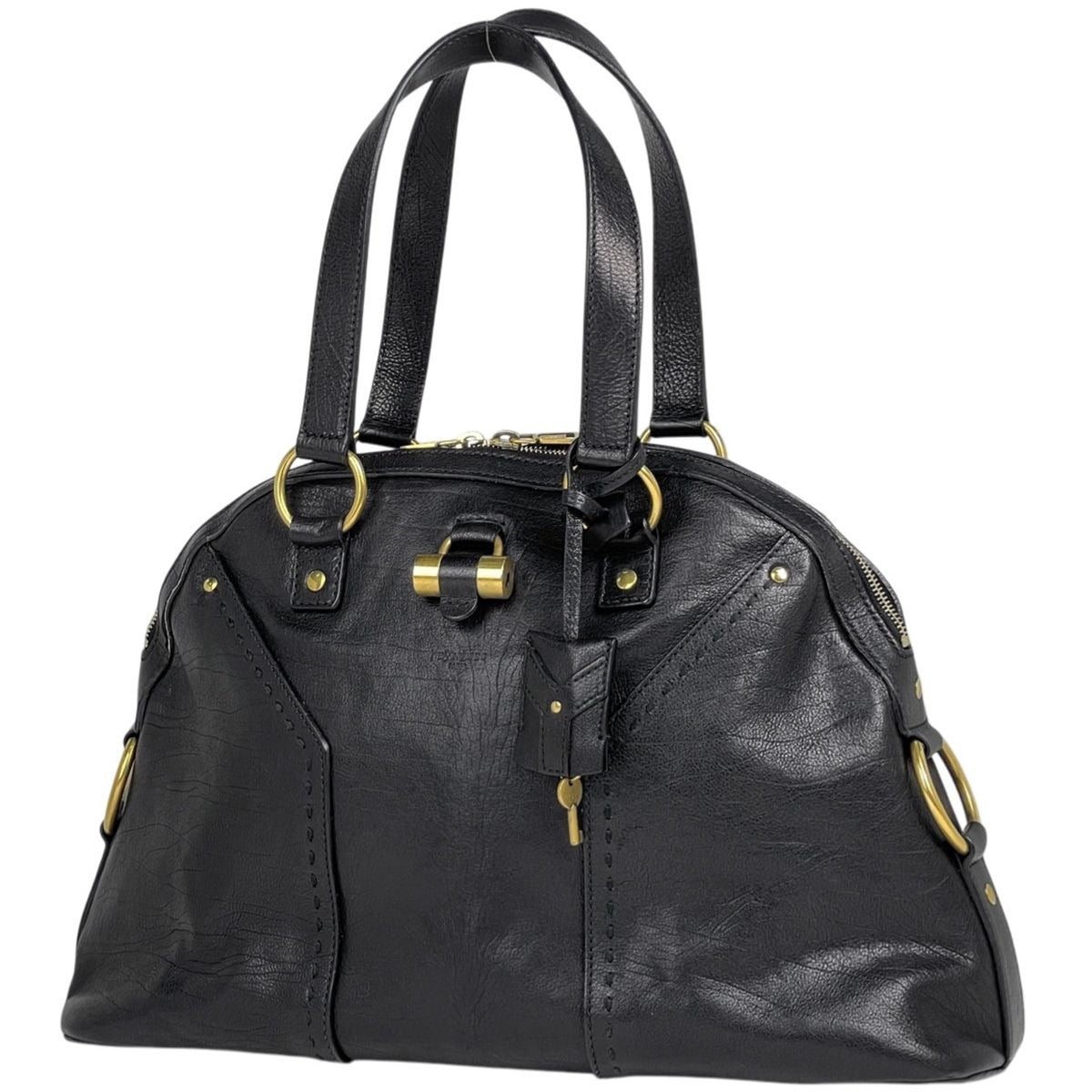 Saint Laurent Yves Muse Handbag Logo Leather Black