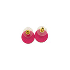 Chanel CC Logo Turnlock Motif Plastic Earrings Gold X Pink — view 6