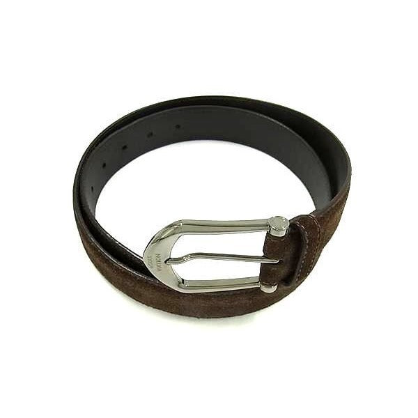 Louis Vuitton Belt Santure Riveted M6836 U Brown Suede Leather Silver