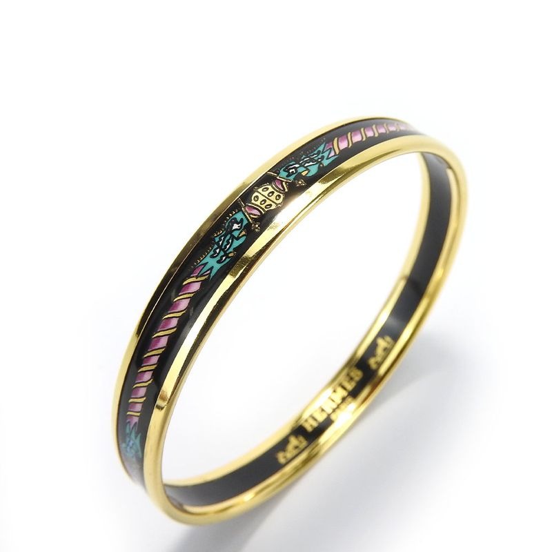 Hermes Bracelet Emile PM Metal Cloisonne Multicolor Black Gold Hardware — view 2