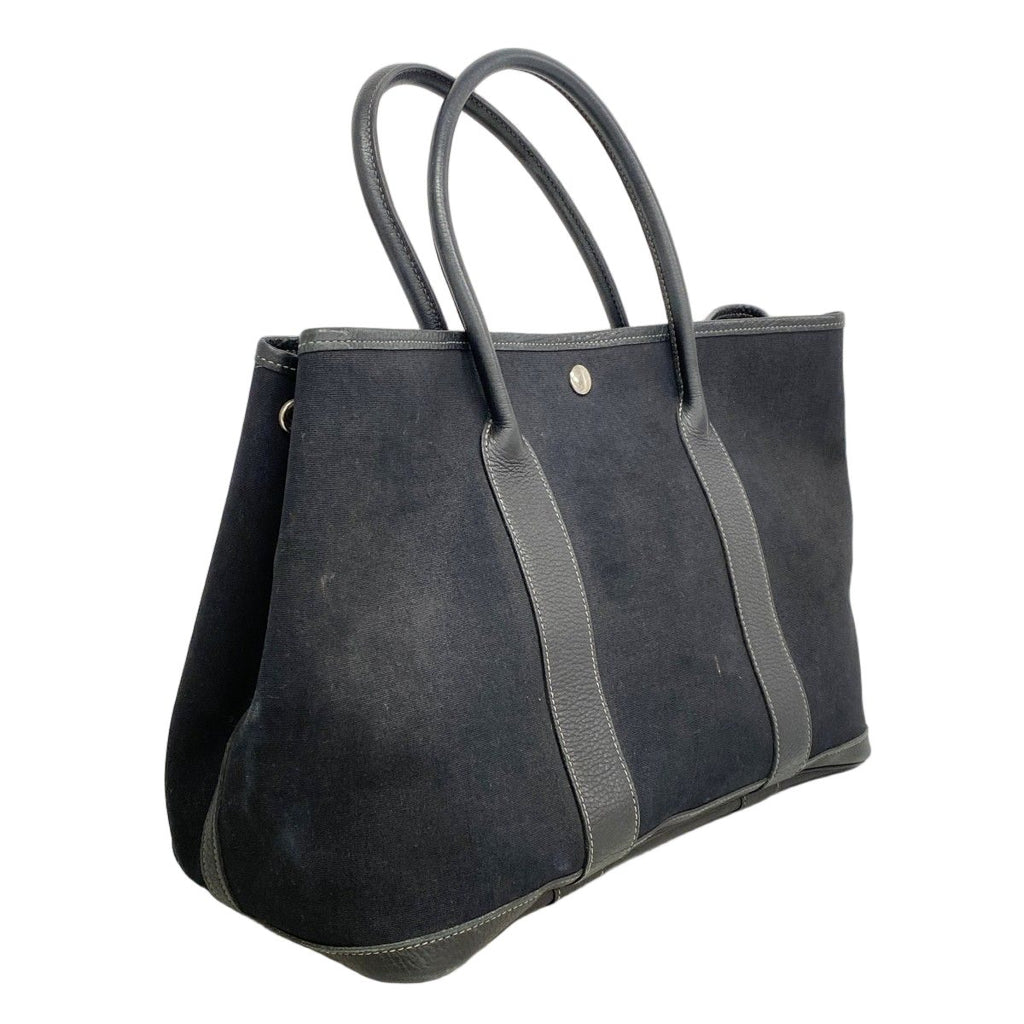 Hermes Tote Garden Party PM Toile Officier Black Silver — view 2
