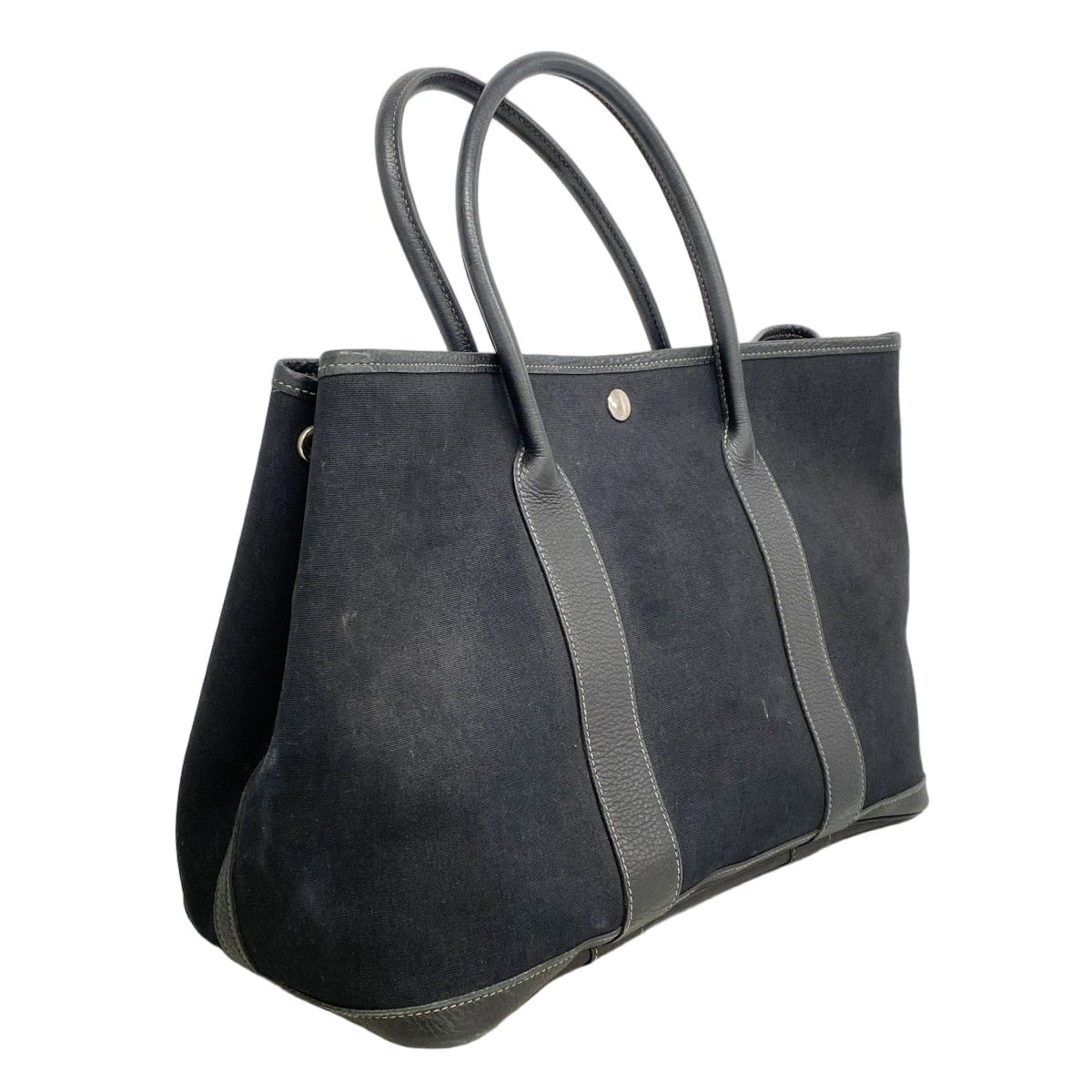 Hermes Tote Garden Party PM Toile Officier Black Silver — view 2