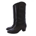 Chanel Jockey Boots Middle Length Coco Mark Leather 38 C Black KH