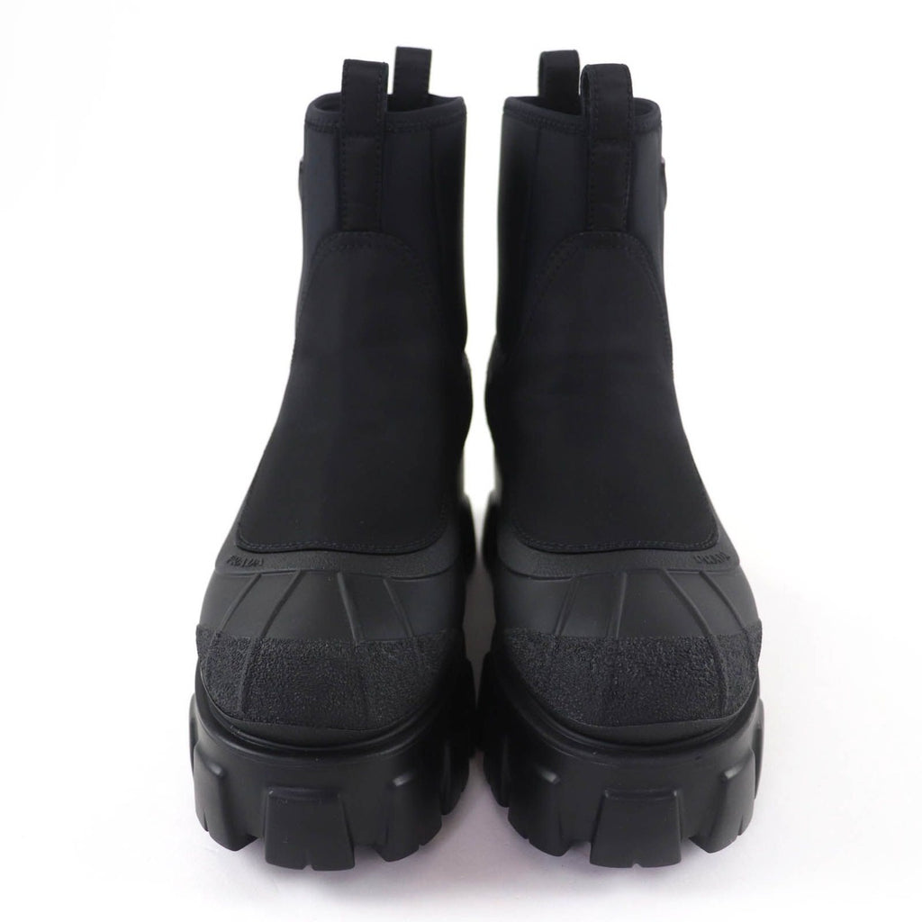 Prada Monolith Re-Nylon Triangle Logo Gabardine Boots Short Black — view 4