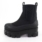 Prada Monolith Re-Nylon Triangle Logo Gabardine Boots Short Black — view 5