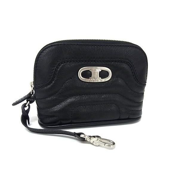 Celine Triomphe Leather Multi Pouch Case Makeup Black