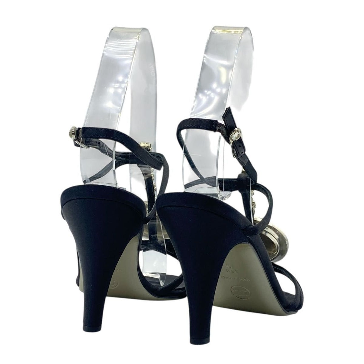 Chanel Sandals Strap Crystal Stone Satin Black 36.5 — view 7