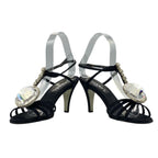 Chanel Sandals Strap Crystal Stone Satin Black 36.5 — view 8
