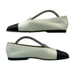 Chanel Bicolor Flat Shoes Leather White Black — view 2