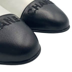 Chanel Bicolor Flat Shoes Leather White Black — view 4