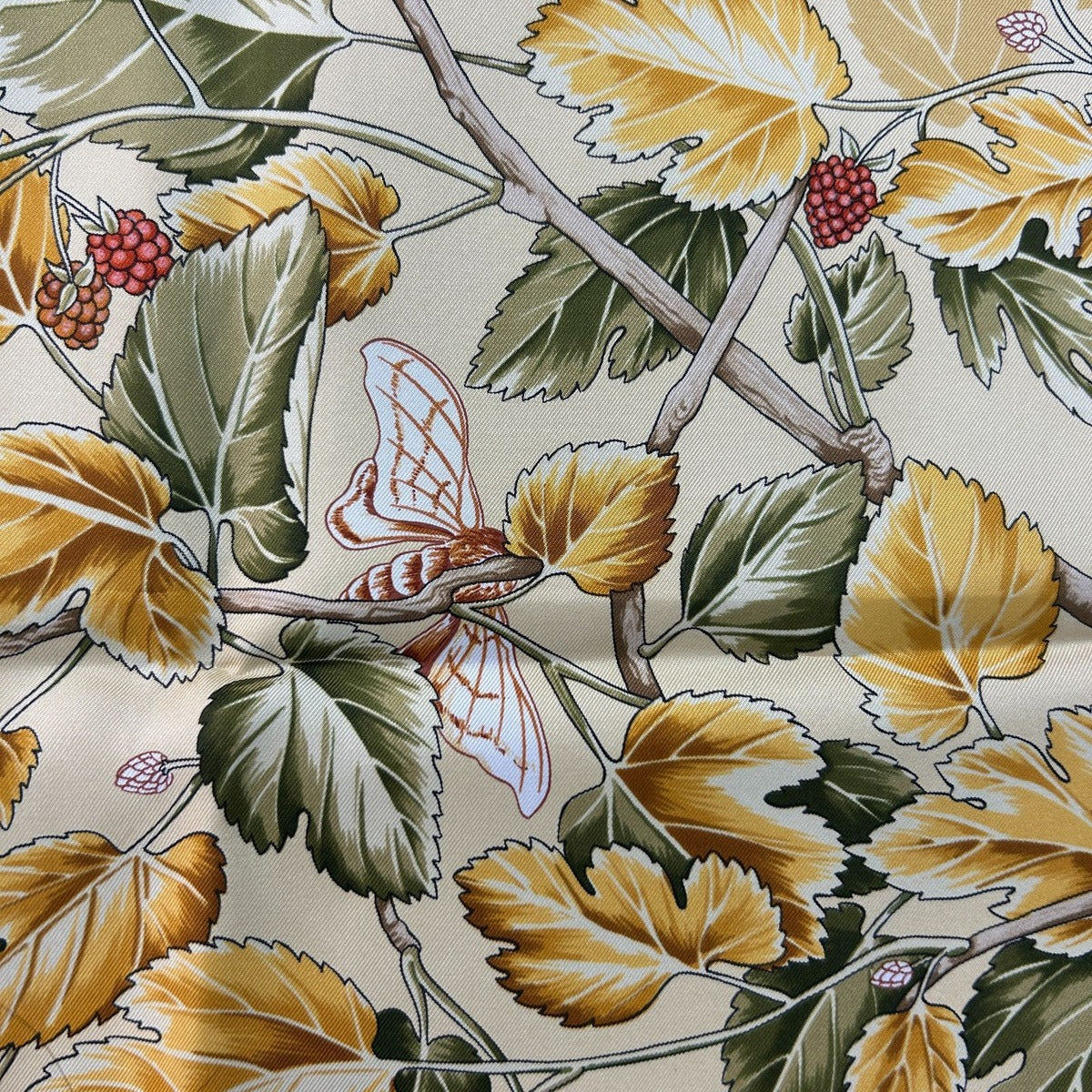 Hermes Carre 90 Yellow Silk Mulberry Tree — view 3