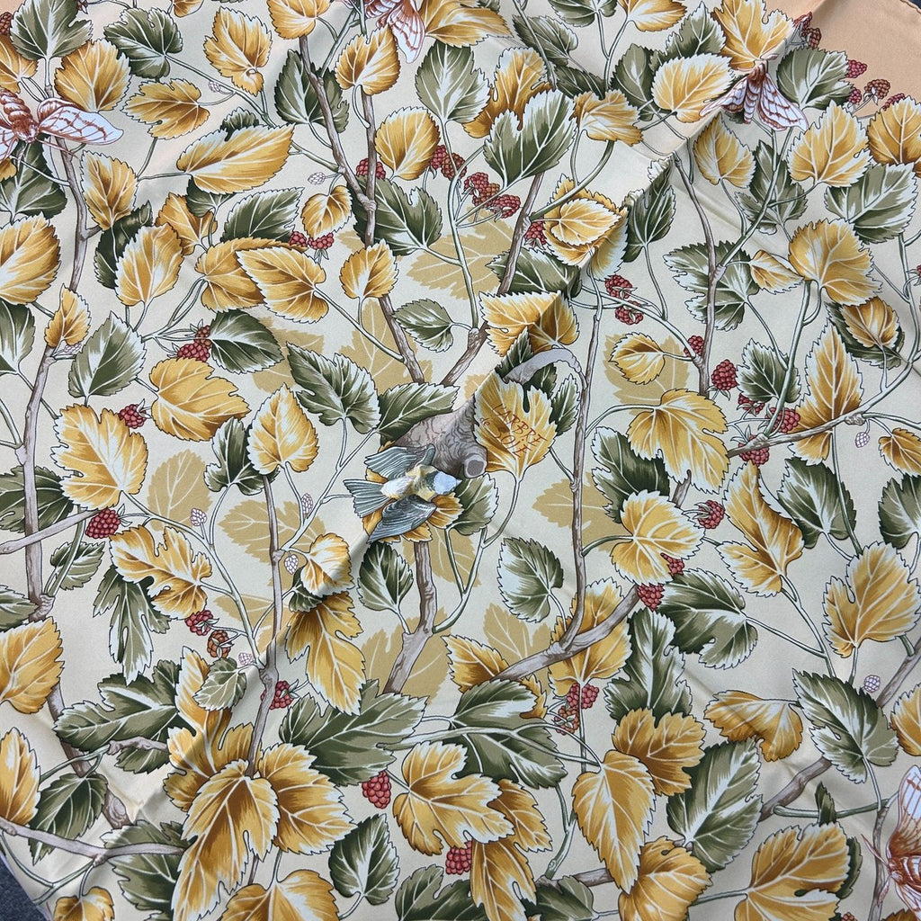 Hermes Carre 90 Yellow Silk Mulberry Tree — view 4