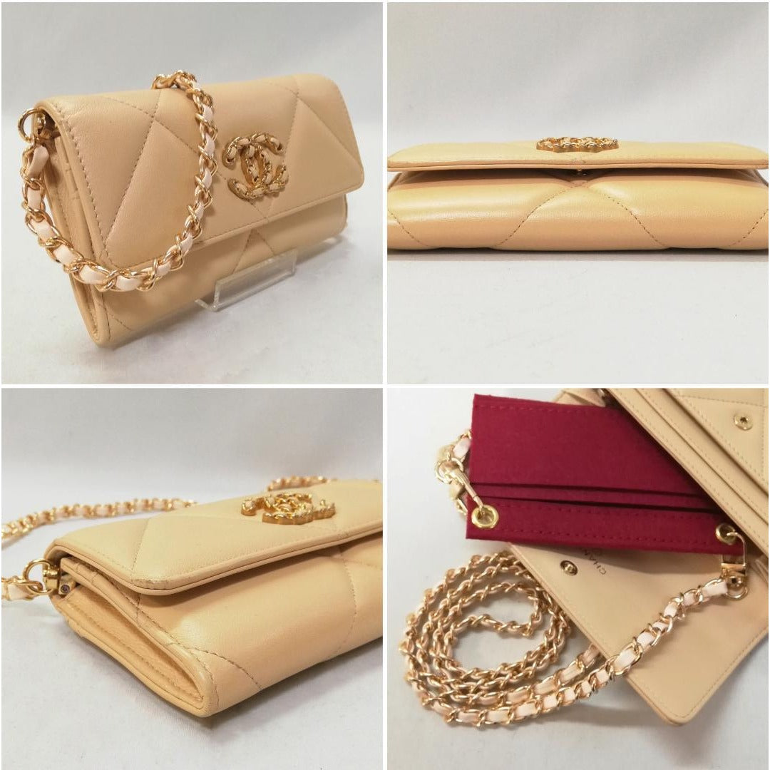 Chanel 19 Lambskin Long Wallet Beige — view 3