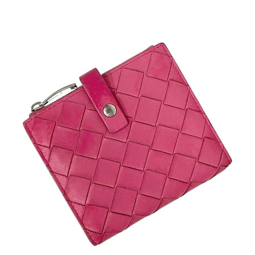 Bottega Veneta Bifold Wallet Pink Intrecciato Hook Leather
