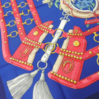 Hermes Scarf Carre 90 Silk 100% Field To Aux Champs Navy Blue Pink