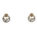 Fendi F's Rhinestone Earrings Logo Gold Plated