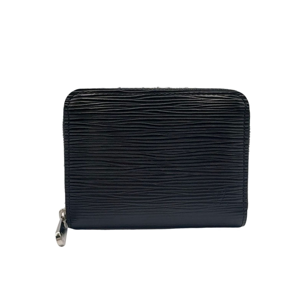 Louis Vuitton Zippy Coin Purse Epi Noir Leather Black Case Silver