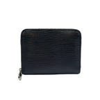 Louis Vuitton Zippy Coin Purse Epi Noir Leather Black Case Silver