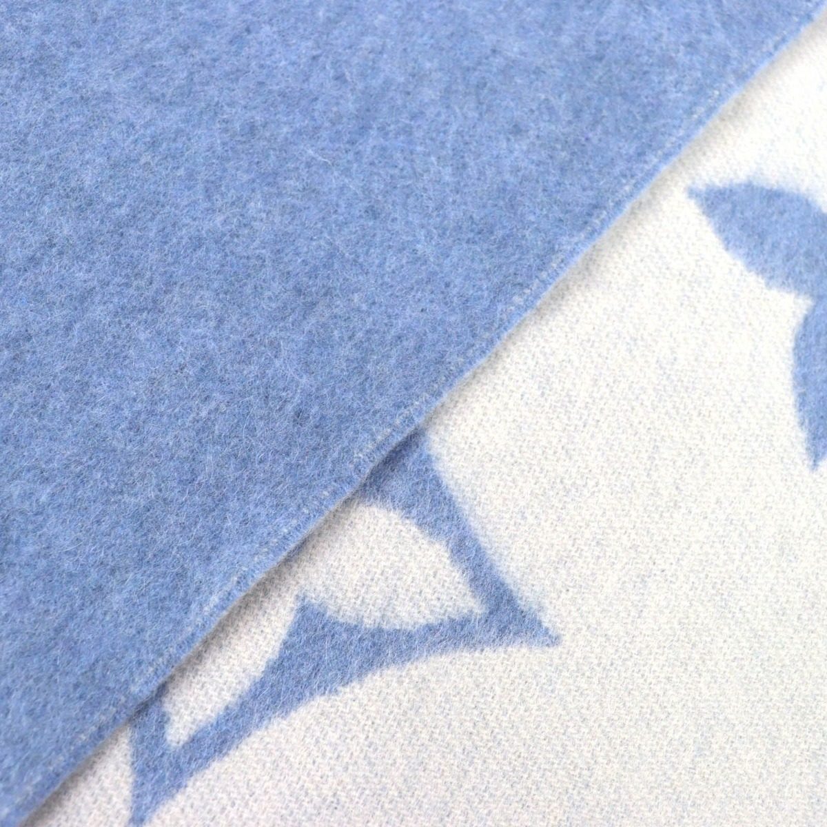 Louis Vuitton Echarpe Reykjavik Cashmere 100% Monogram Fringe Shawl Scarf Blue — view 4