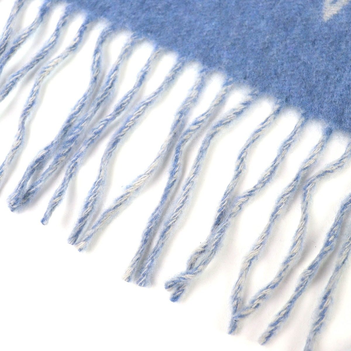 Louis Vuitton Echarpe Reykjavik Cashmere 100% Monogram Fringe Shawl Scarf Blue — view 5