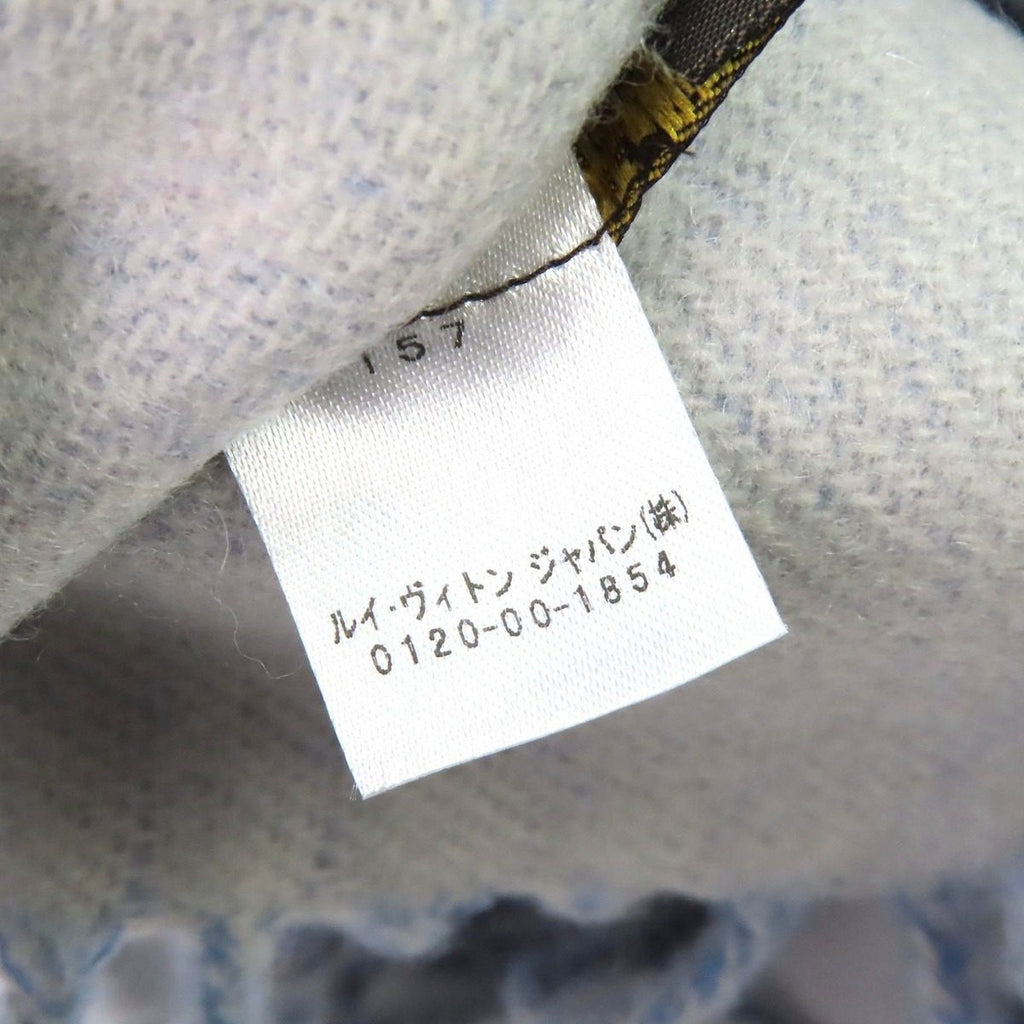 Louis Vuitton Echarpe Reykjavik Cashmere 100% Monogram Fringe Shawl Scarf Blue — view 8