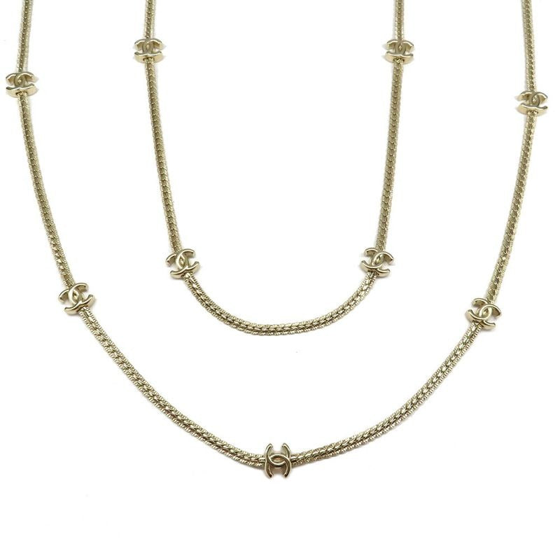 Chanel Coco Mark Long Necklace Gold Abe260 Accessories