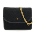 Chanel CC Logo Mini Quilted Pushlock Cotton Jersey Chain Shoulder Bag