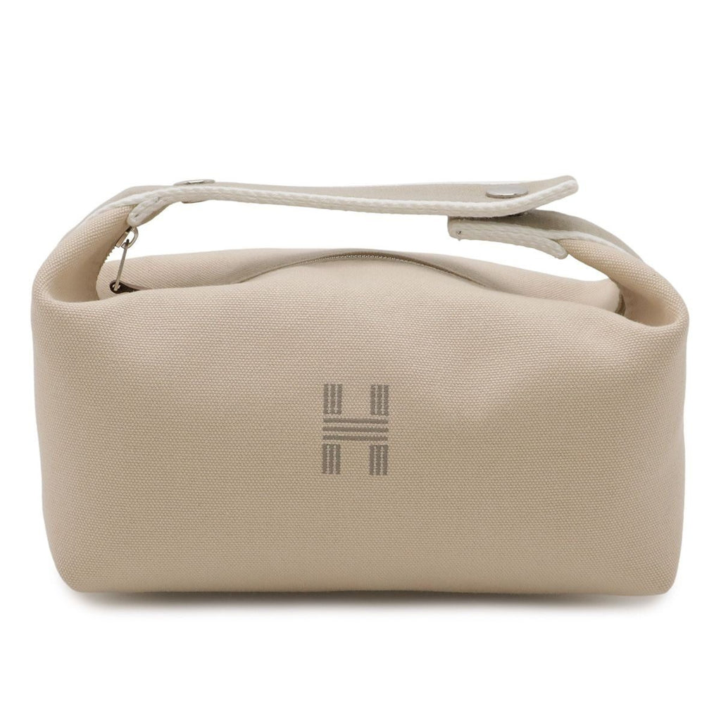 Hermes Bride-a-Brac PM Bath Pouch Cosmetic Handbag Canvas Natural Beige