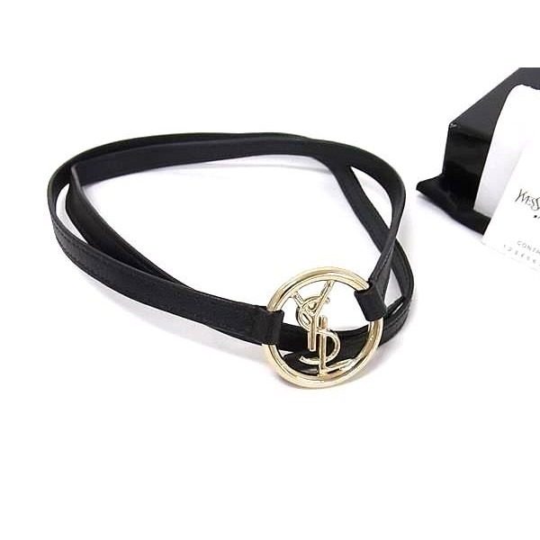 Saint Laurent Yves Leather Bracelet Choker Black