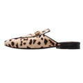 Gucci Horsebit Calf Hair Leopard Pattern Mule Sandals Shoes White 34.5