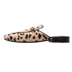 Gucci Horsebit Calf Hair Leopard Pattern Mule Sandals Shoes White 34.5
