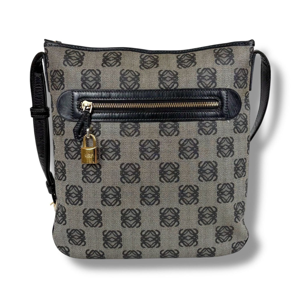 Loewe Repeat Anagram Shoulder Bag Navy with Padlock Leather — view 2
