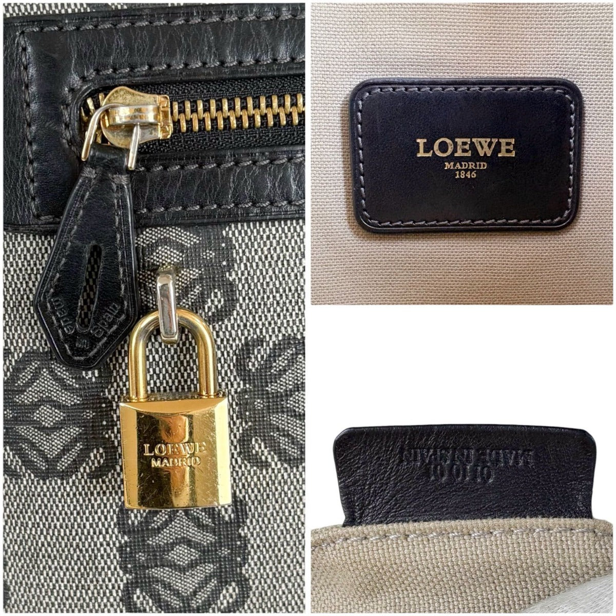 Loewe Repeat Anagram Shoulder Bag Navy with Padlock Leather — view 8