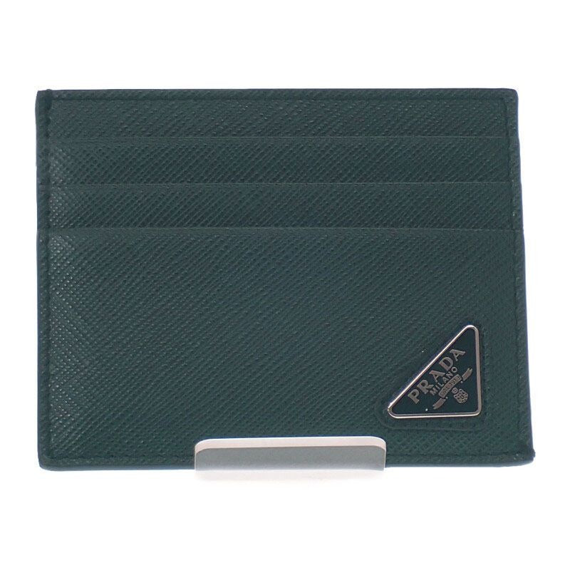 Prada Triangle 2 Mc223 qhh f077 U Card Case Saffiano Green Smeraldo — view 2