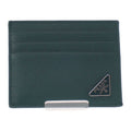 Prada Triangle 2 Mc223 qhh f077 U Card Case Saffiano Green Smeraldo