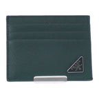 Prada Triangle 2 Mc223 qhh f077 U Card Case Saffiano Green Smeraldo