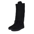 Chanel Long Boots Mouton Inner Shearling Coco Mark 36.5 Black Aa
