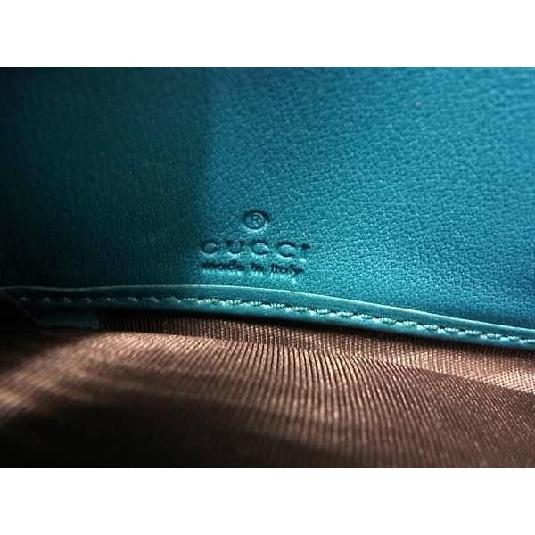 Gucci Long Wallet Soho Interlocking G Blue Green Leather Round — view 5