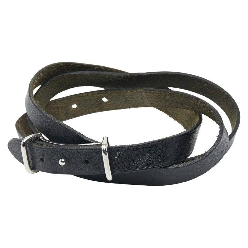 Hermes Api 2 Black Silver Leather Metal Belt