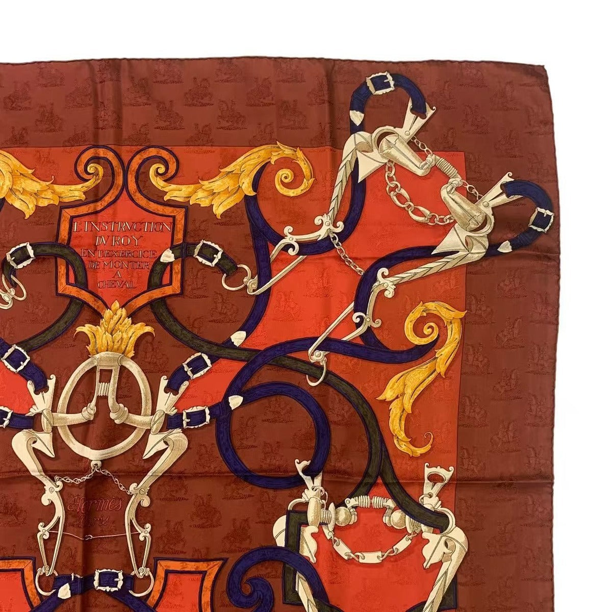 Hermes Carre 90 L'instruction du Roy Imperial Studies Red Silk Scarf — view 3