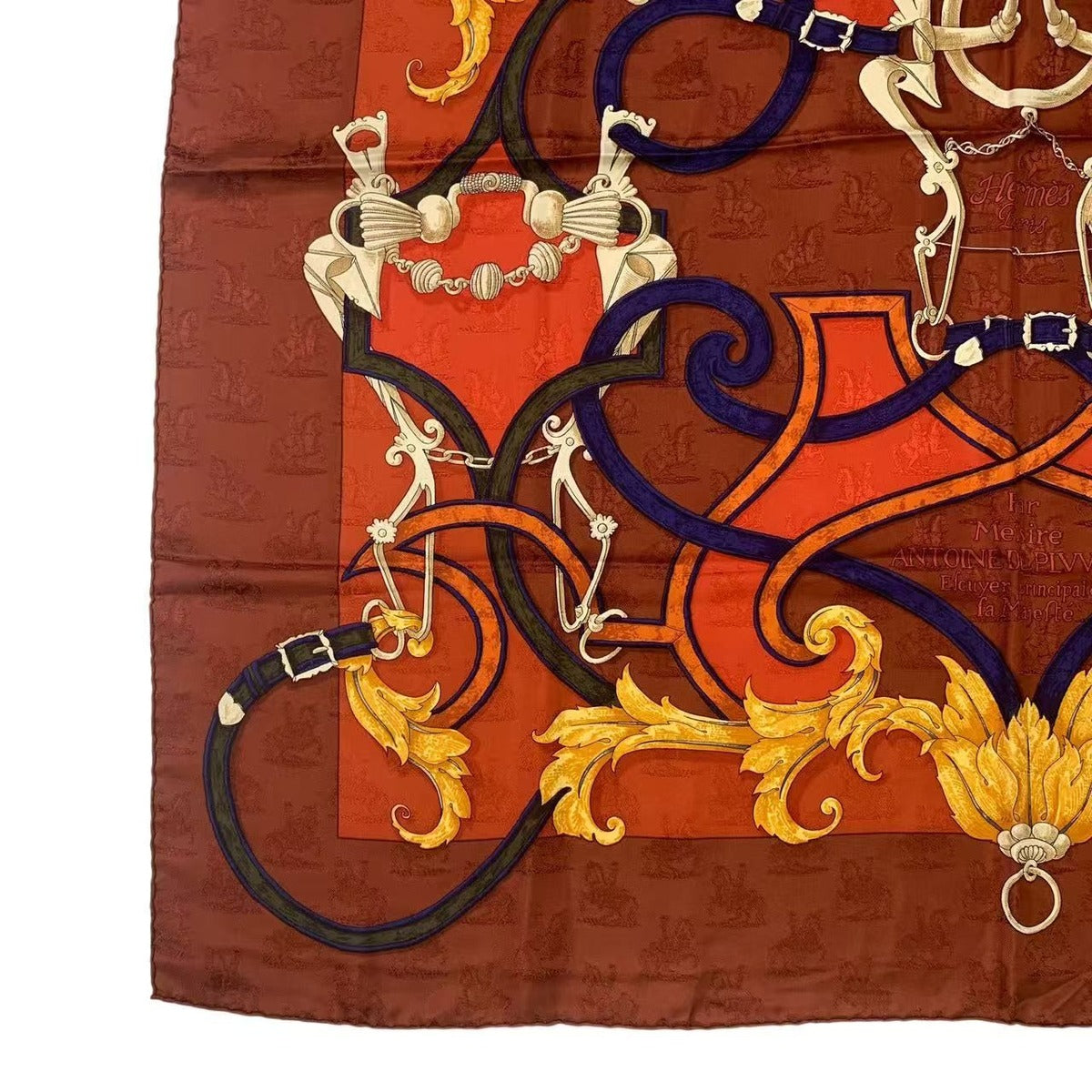 Hermes Carre 90 L'instruction du Roy Imperial Studies Red Silk Scarf — view 4