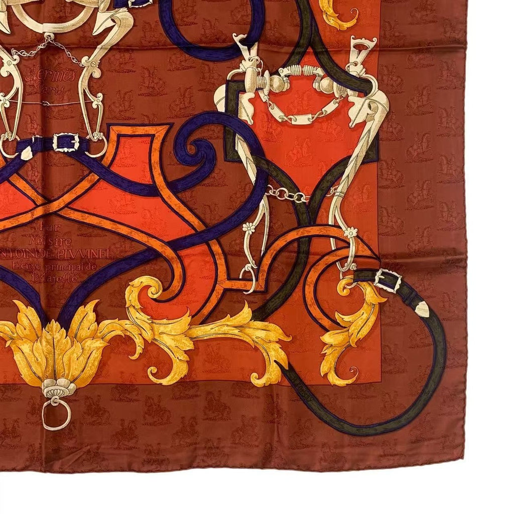 Hermes Carre 90 L'instruction du Roy Imperial Studies Red Silk Scarf — view 5